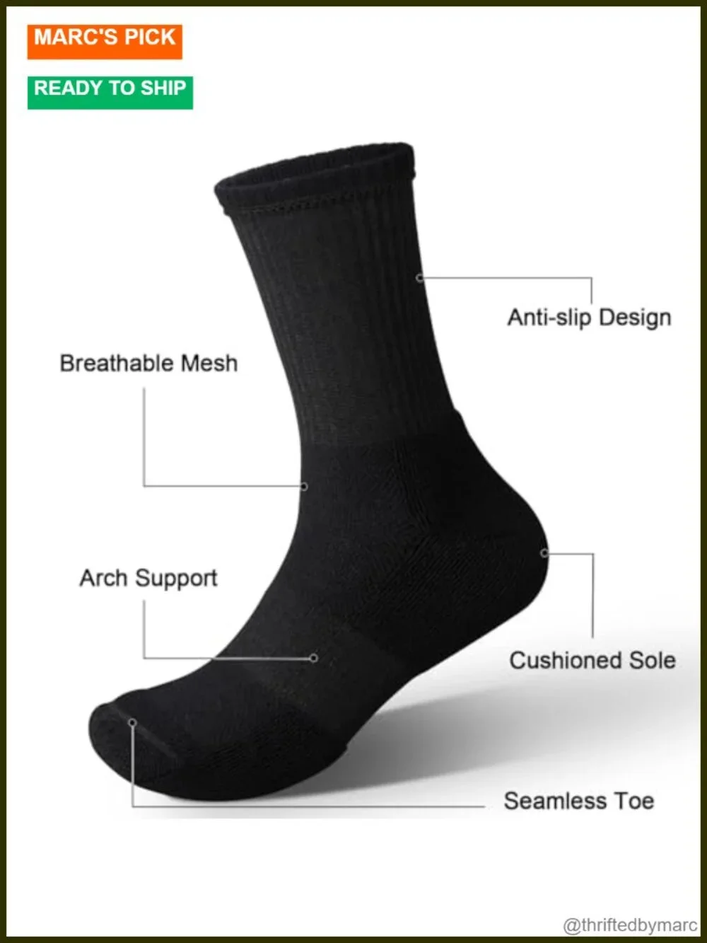 Men's Bamboo Viscose Thick Cushioned Crew Socks 6-Pack Gift Box